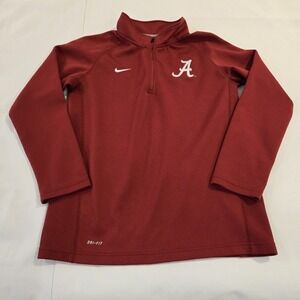 NIKE Women's University of Alabama 1/4 Zip Jacket Dri-Fit Crimsom Tide Fan Large